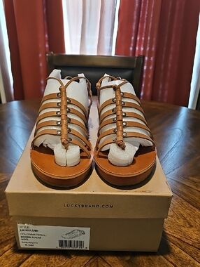Lucky Brand Tan Brown Strappy Gladiator Sandals